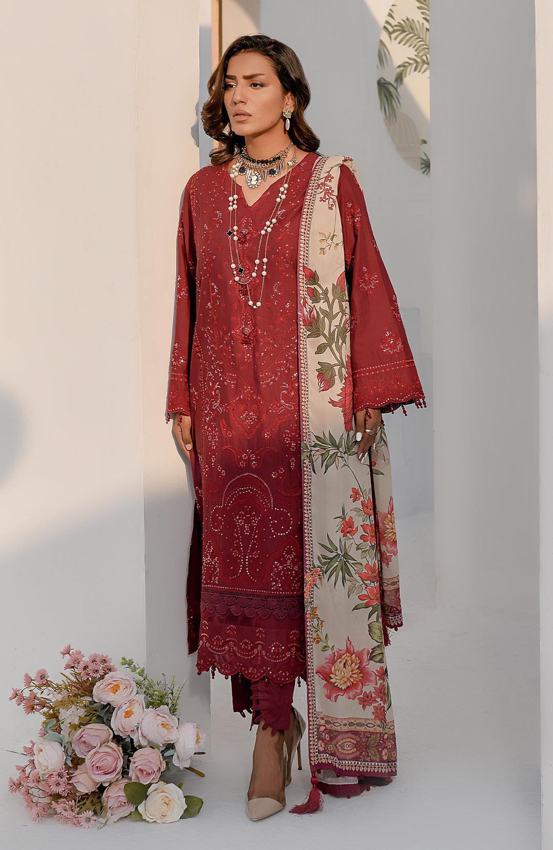 Radiant Rose | 3-Pc Lawn Embroidered Suit