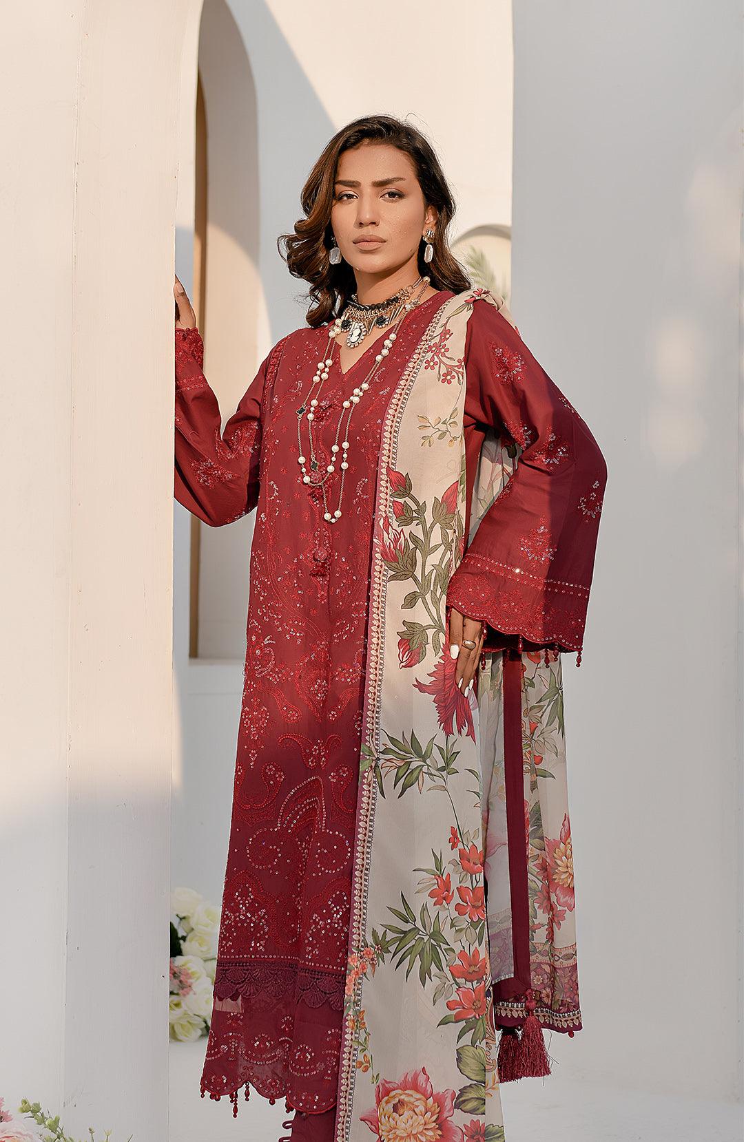 Radiant Rose | 3-Pc Lawn Embroidered Suit