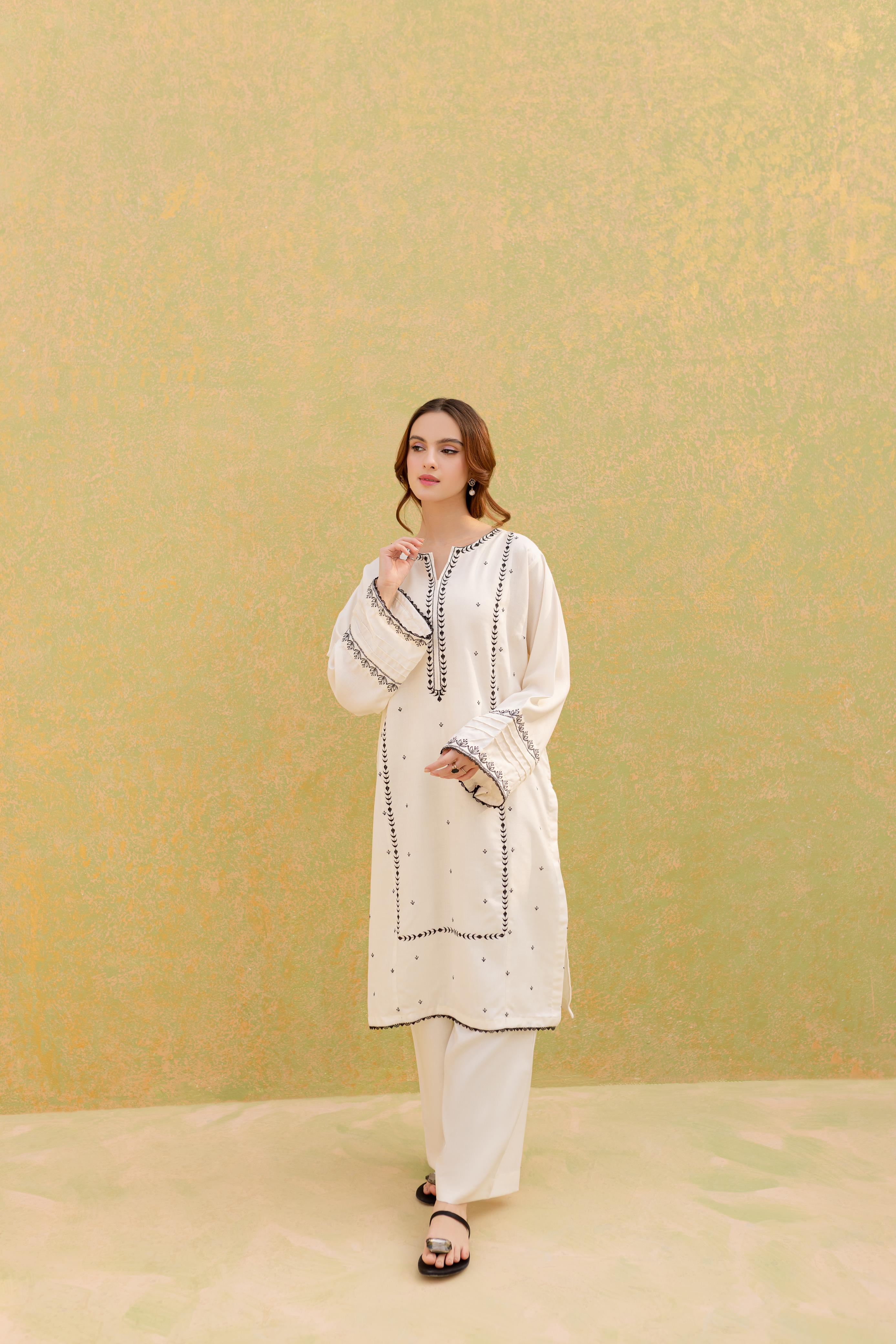 2PC Embroidered Dress-1066