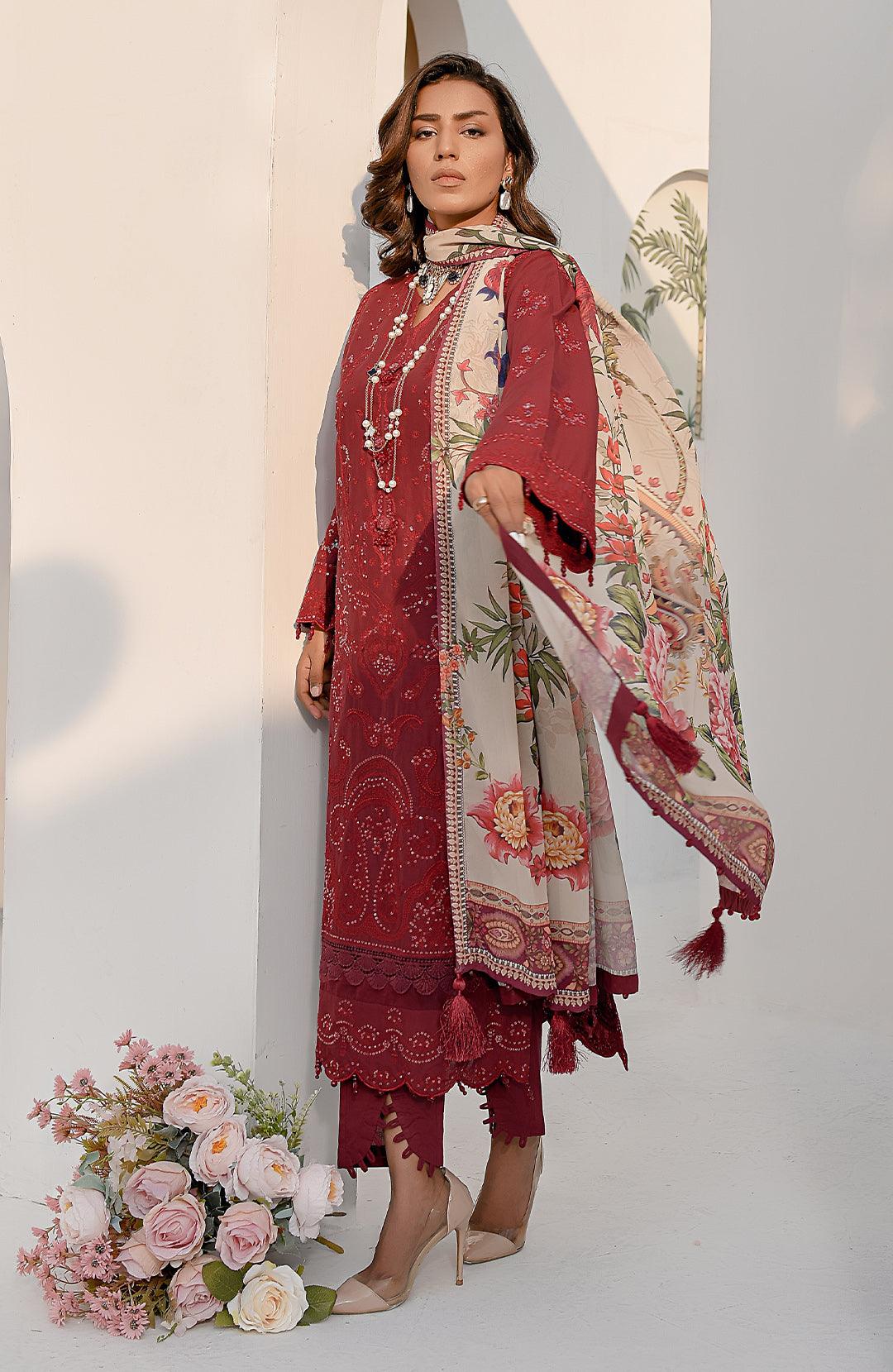 Radiant Rose | 3-Pc Lawn Embroidered Suit