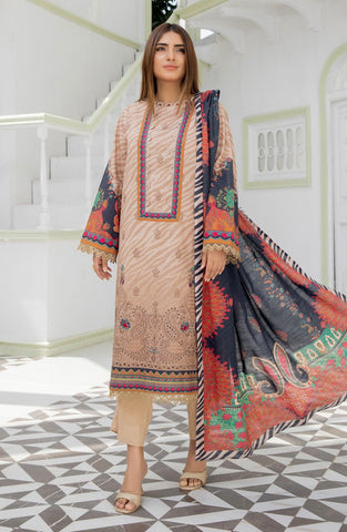 LDPEKH-02 - Digital Print Embroidered Khaddar 3P