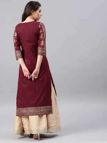 Maroon printed kurta OnlyD2039