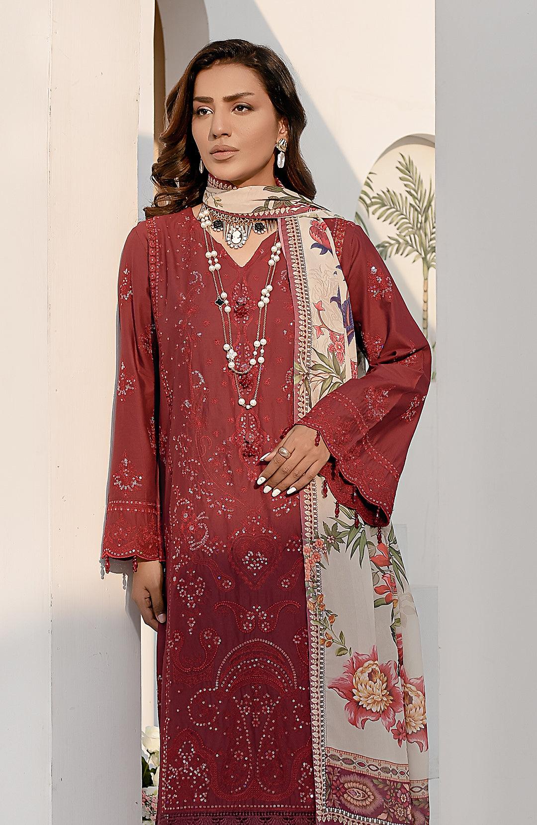 Radiant Rose | 3-Pc Lawn Embroidered Suit