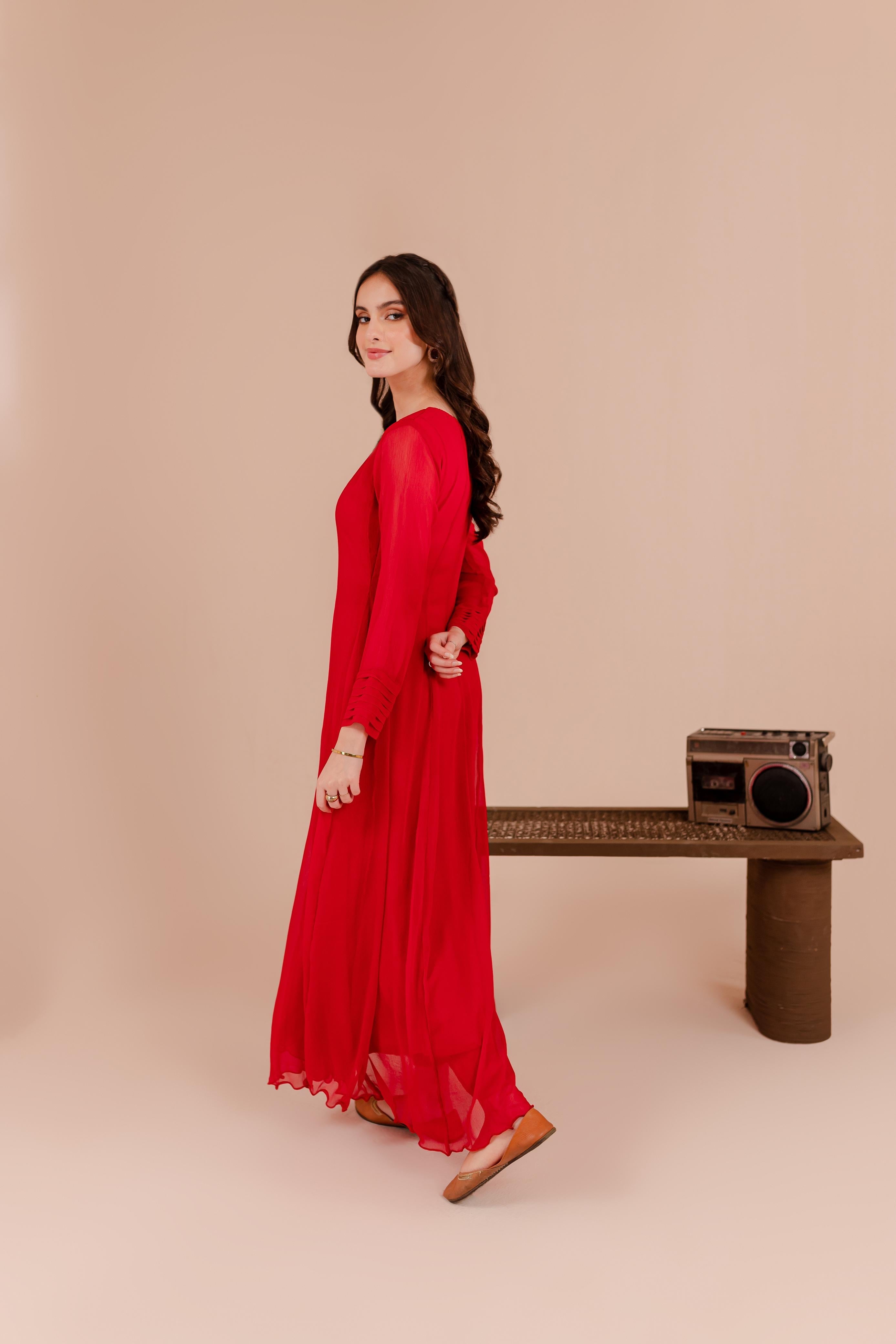 Red Chiffon Dress