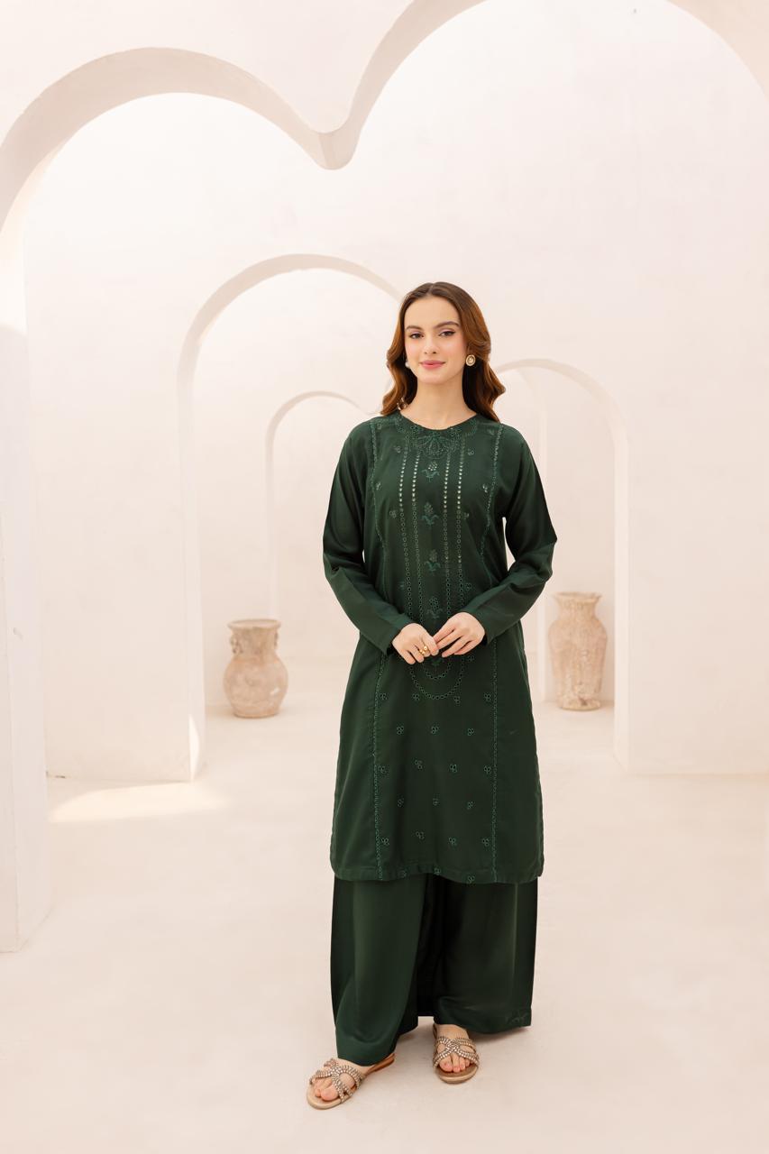 2PC Embroidered Dress - 1076