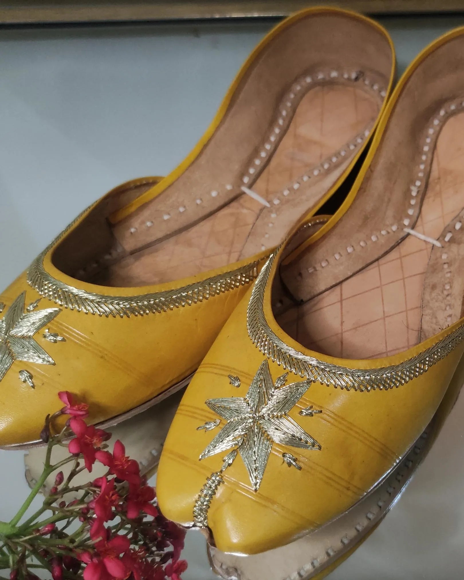 Yellow Tilla Pure Leather Khussa