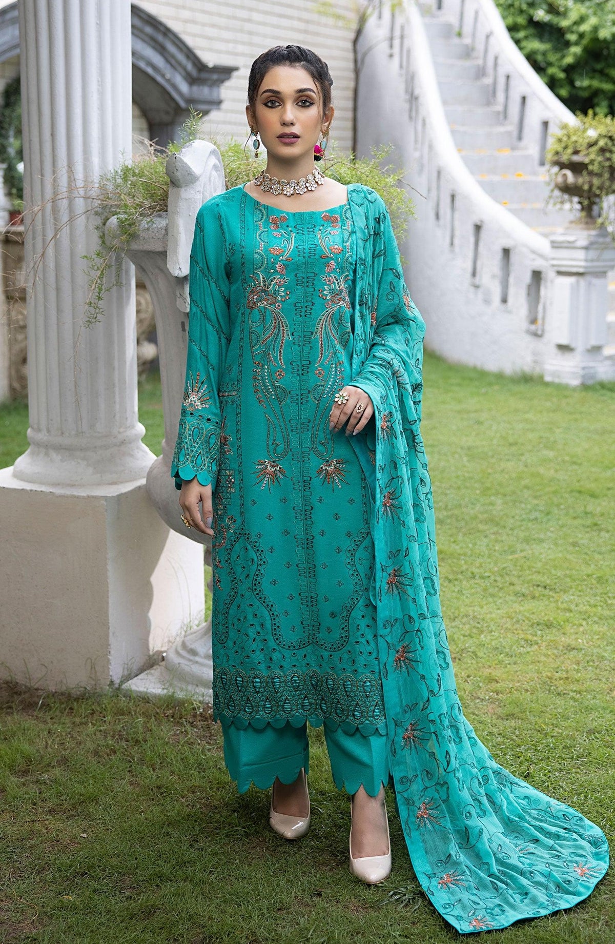 LEK-05 - Embroidered Karandi 3P