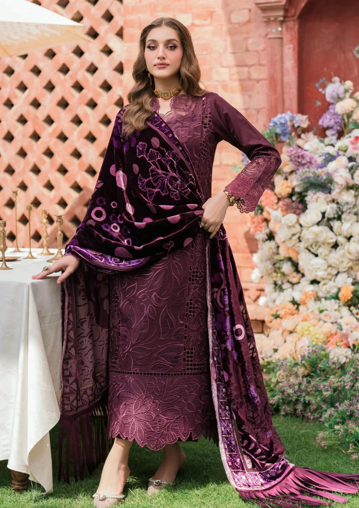 Zarae - Embroidered Corduroy 3PC