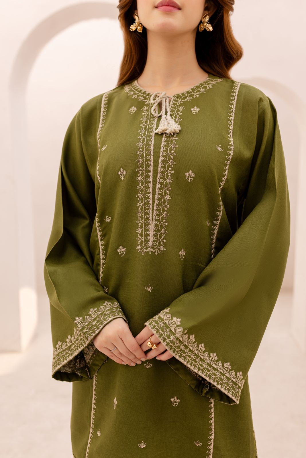 2PC Embroidered Dress - 1079