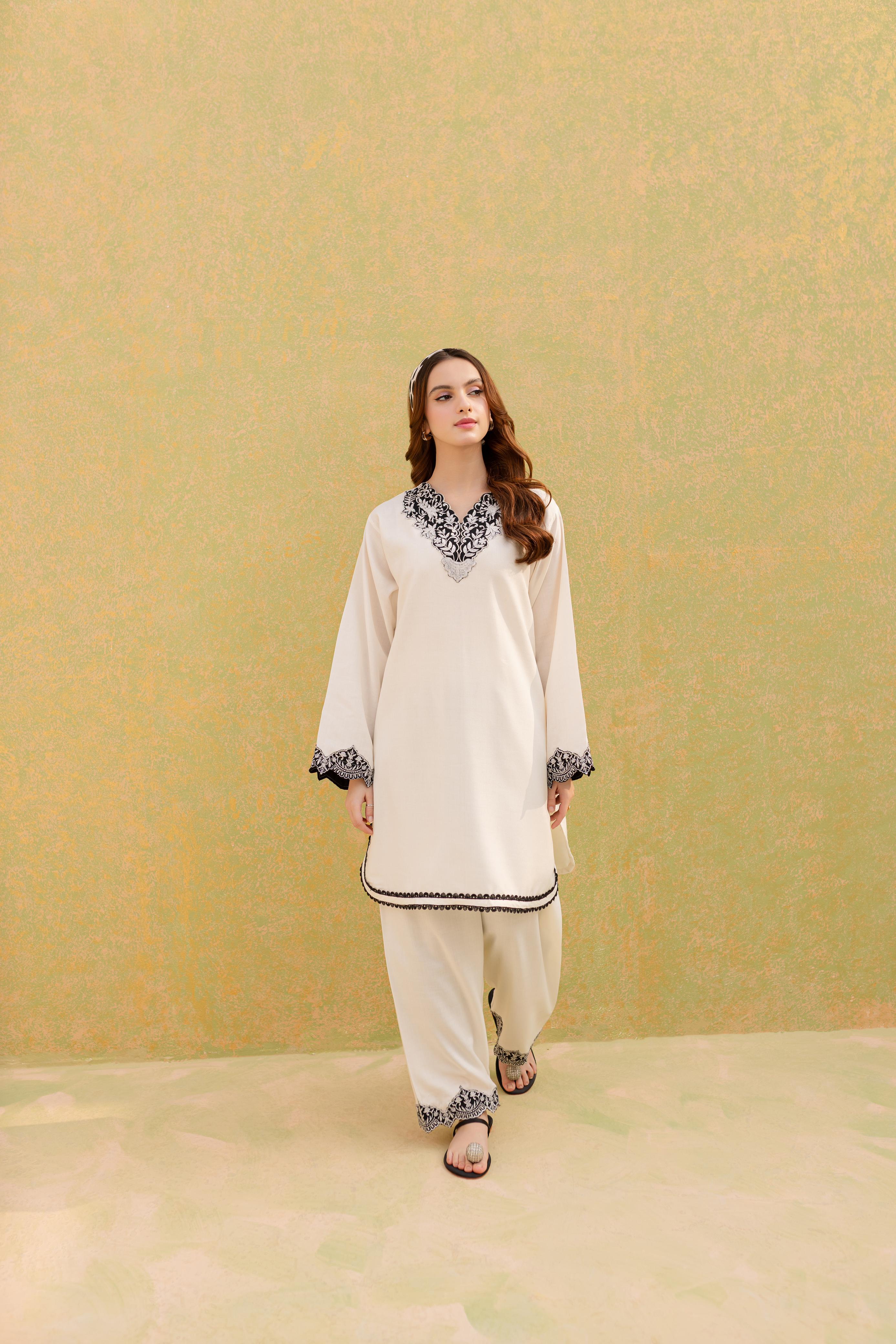 2PC Embroidered Dress-1070