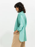 TEAL COLOR BLOCKED COLLAR SHIRT