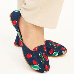 “Top view of Cherry On Top Khussa shoes for women, lightweight, traditional festive footwear Pakistan”