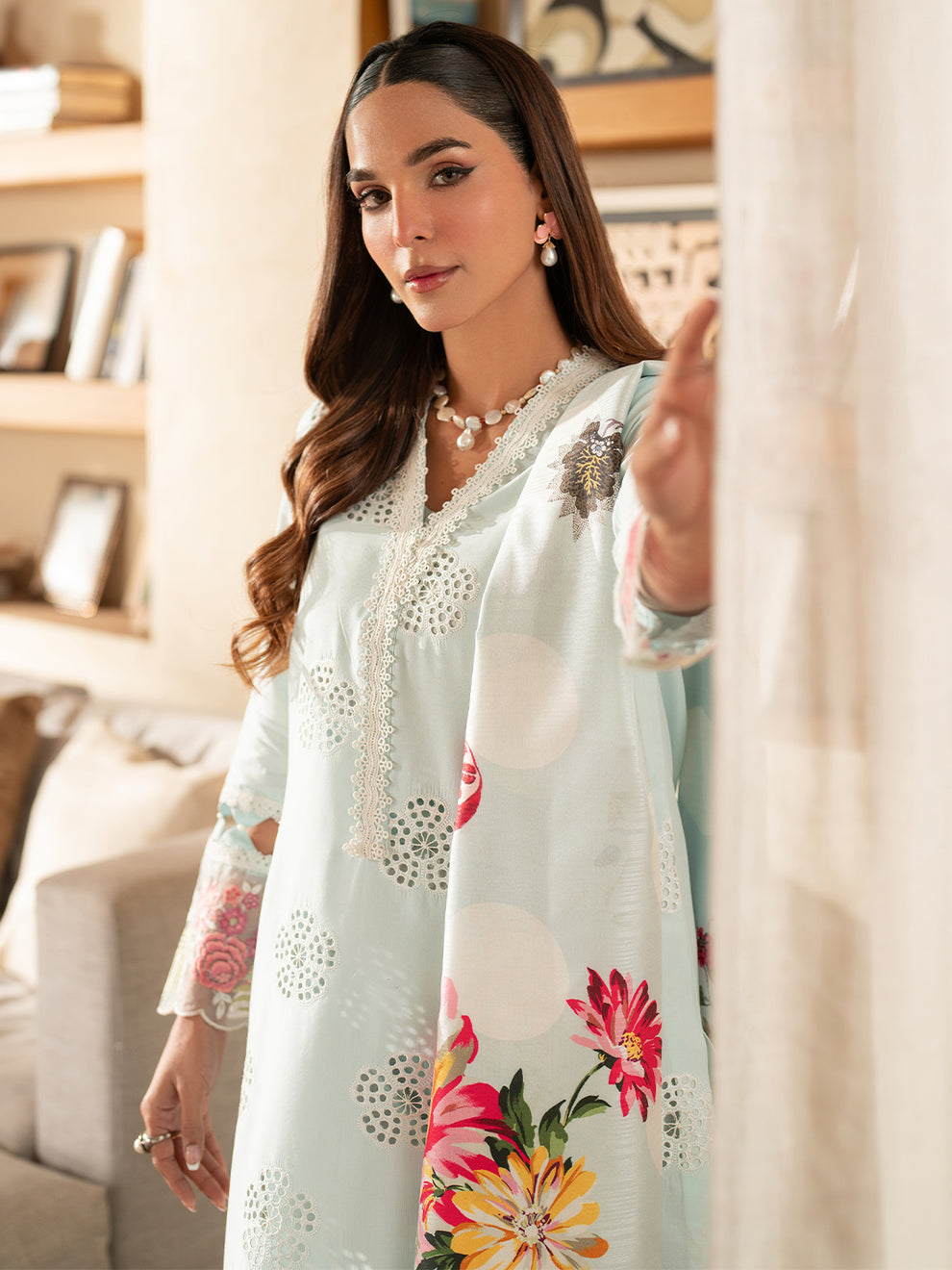 SL - 01 B | 3 PC Embroidered Lawn