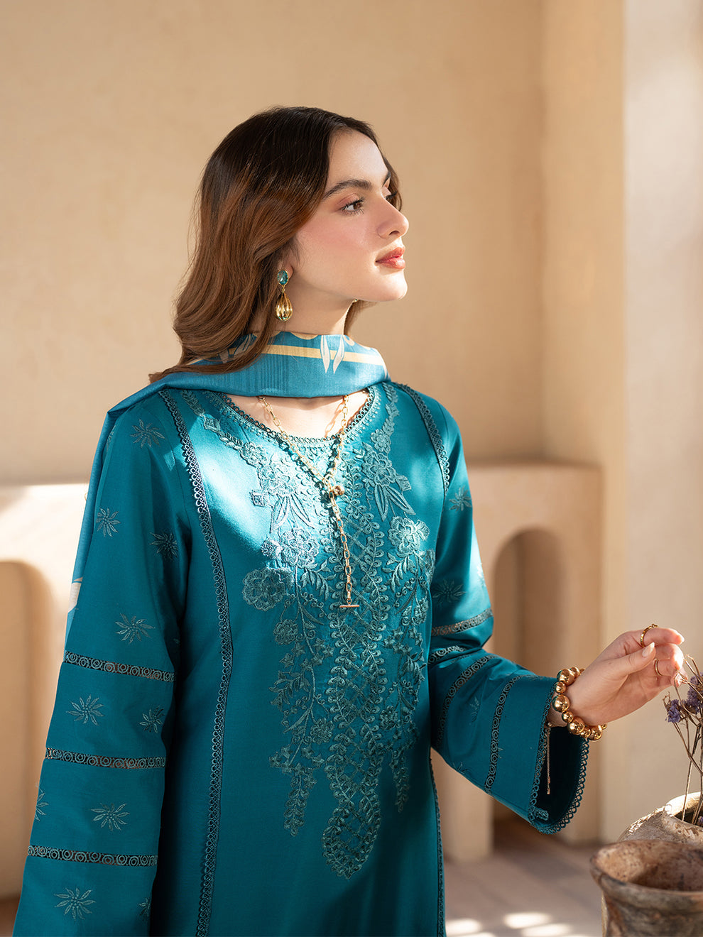 SL - 03 B | 3 PC Embroidered Lawn