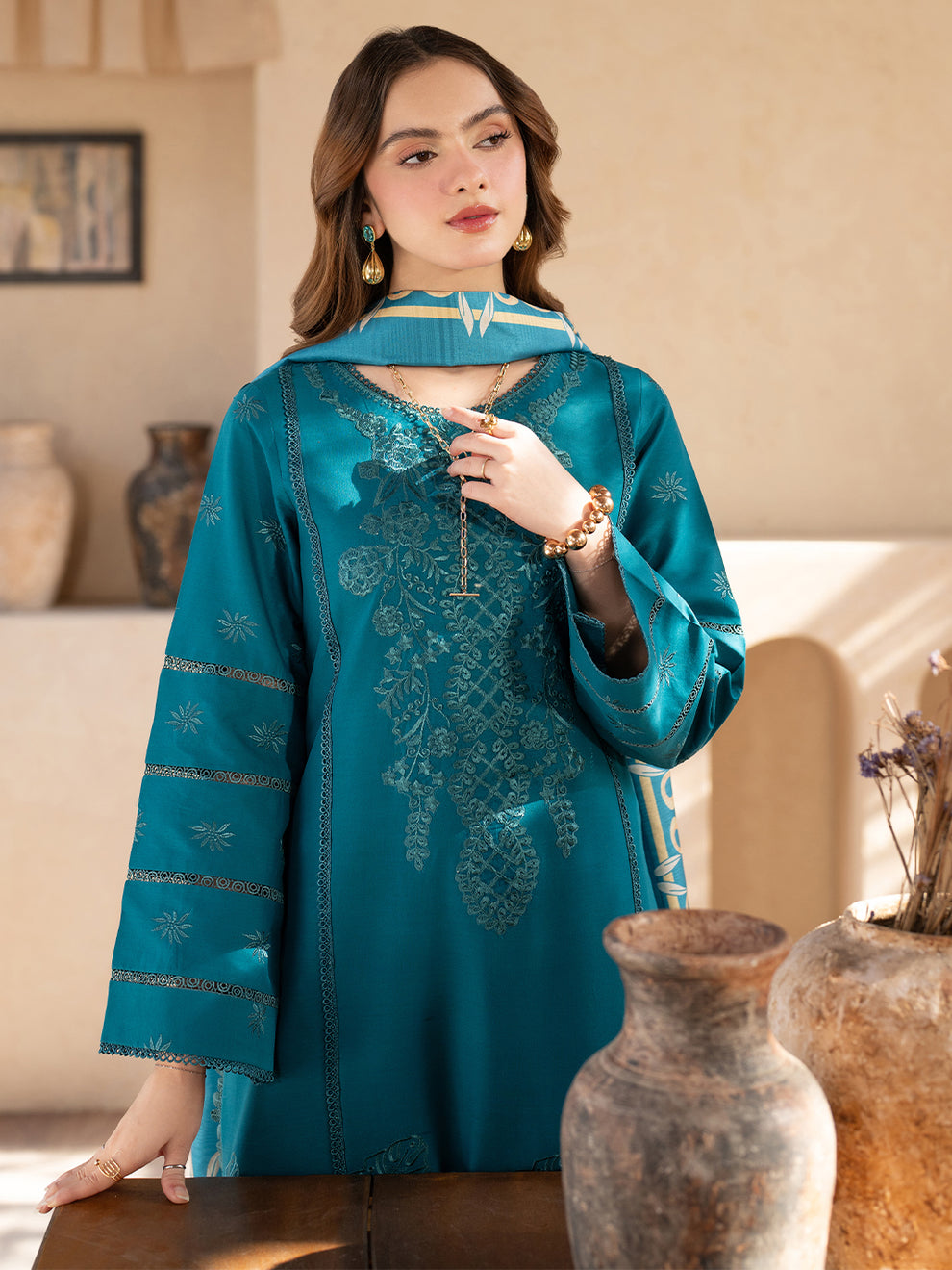SL - 03 B | 3 PC Embroidered Lawn