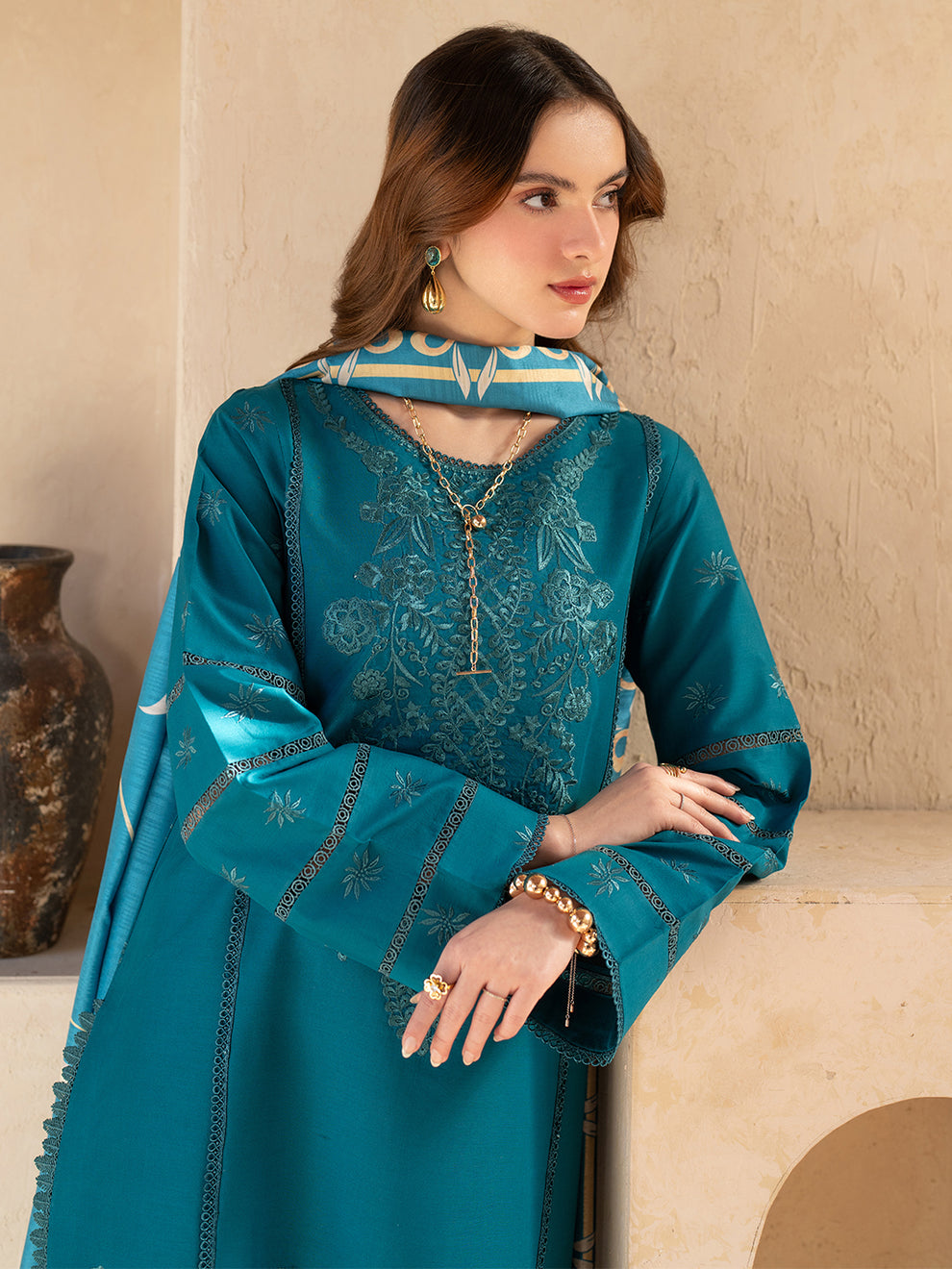 SL - 03 B | 3 PC Embroidered Lawn