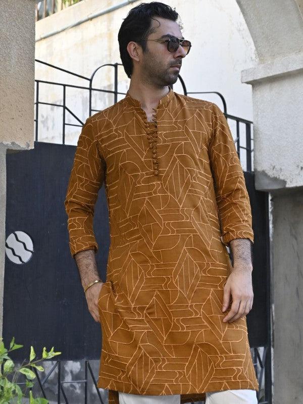 Mustard Embroidered Kurta Trouser for Weddings