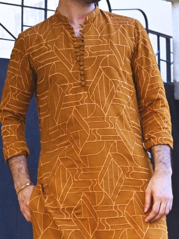 Mustard Embroidered Kurta Trouser for Weddings