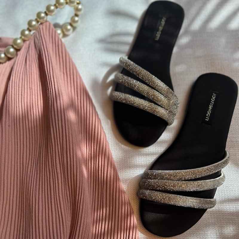 Black Lovestruck Slides - Jooti Shooti