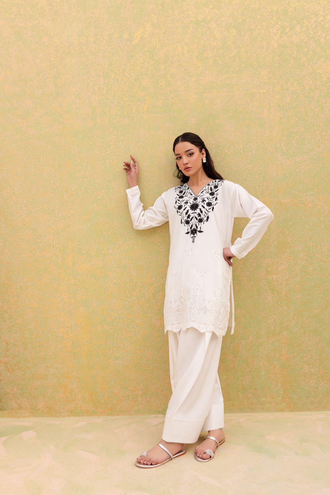 2PC Embroidered Dress-1068