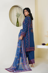 Royal Blue Embroidered Lawn 3-Piece Suit – Ready to Wear