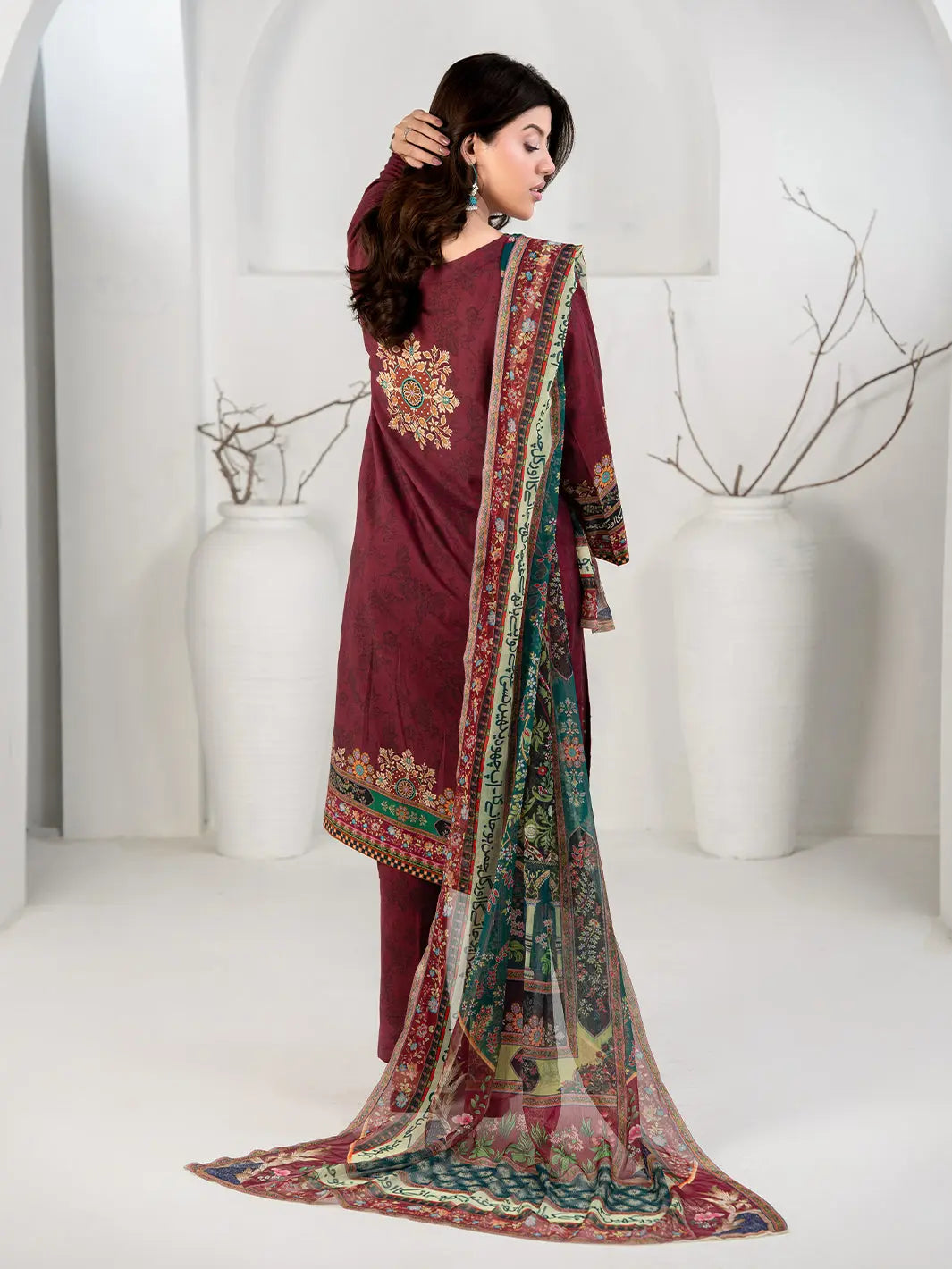 Gulposh | 3 Piece | Printed | Maroon Tngmdstore