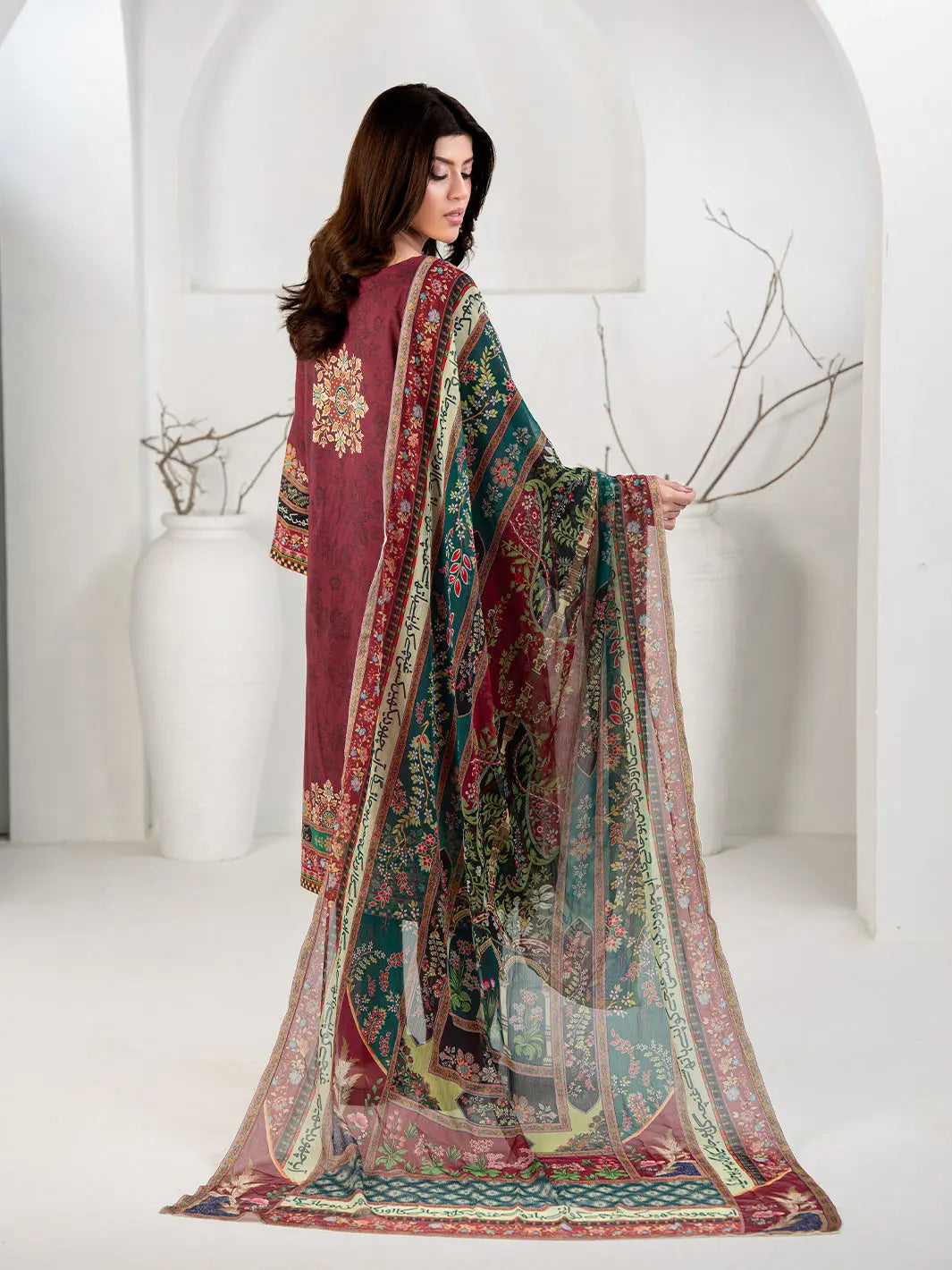 Gulposh | 3 Piece | Printed | Maroon Tngmdstore