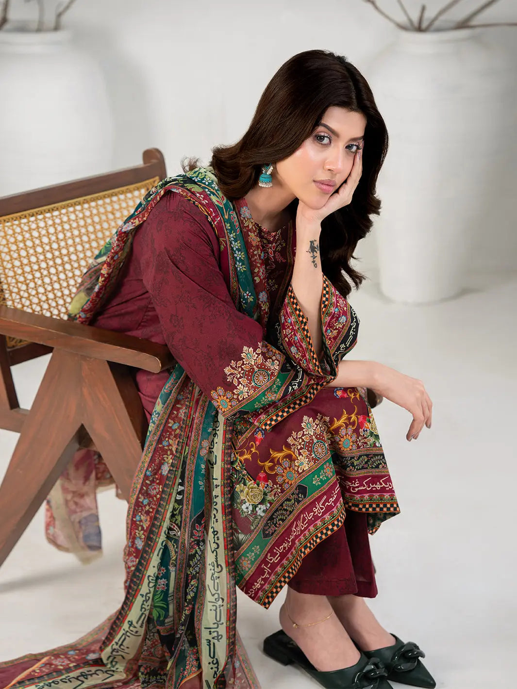Gulposh | 3 Piece | Printed | Maroon Tngmdstore