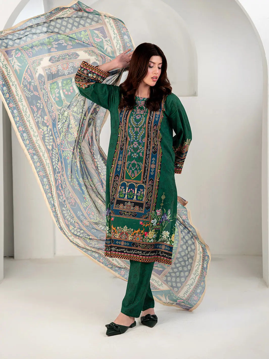 Gulposh | 3 Piece | Printed | Green Tngmdstore