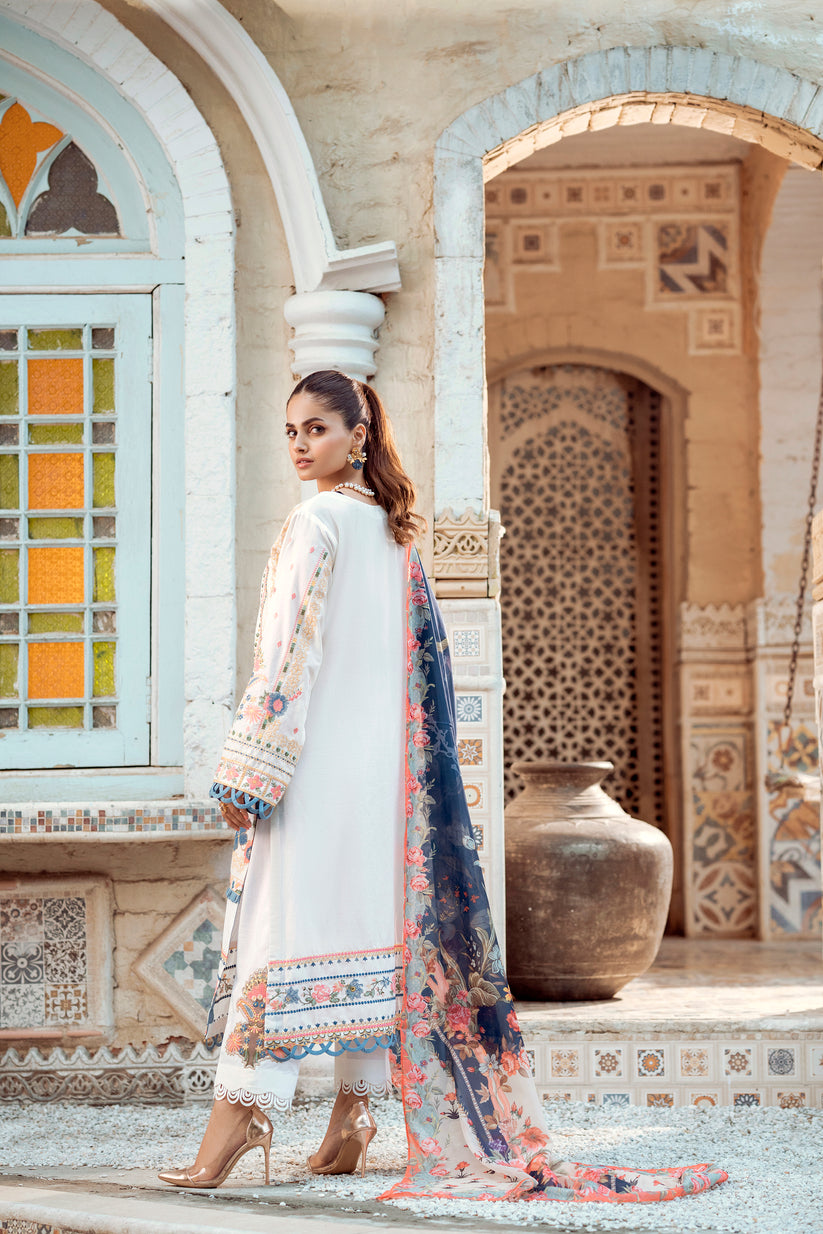 White Ayselina - Embroidered Lawn 3P