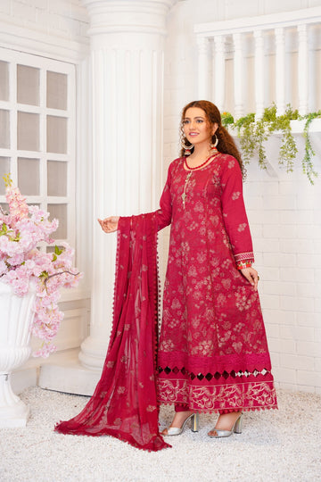 Unstitched embroidered lawn suit L23104 - Threads & Weaves