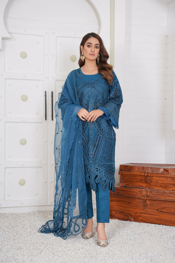 Pret embroidered chikankari 3-piece - ready to wear - Threads & Weaves