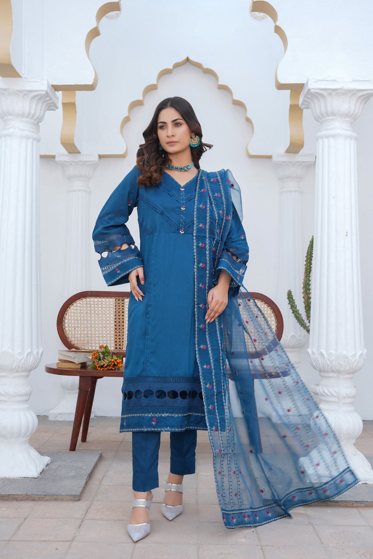 SAPPHIRE BLUE - PRET 3PC Embroidered Dress