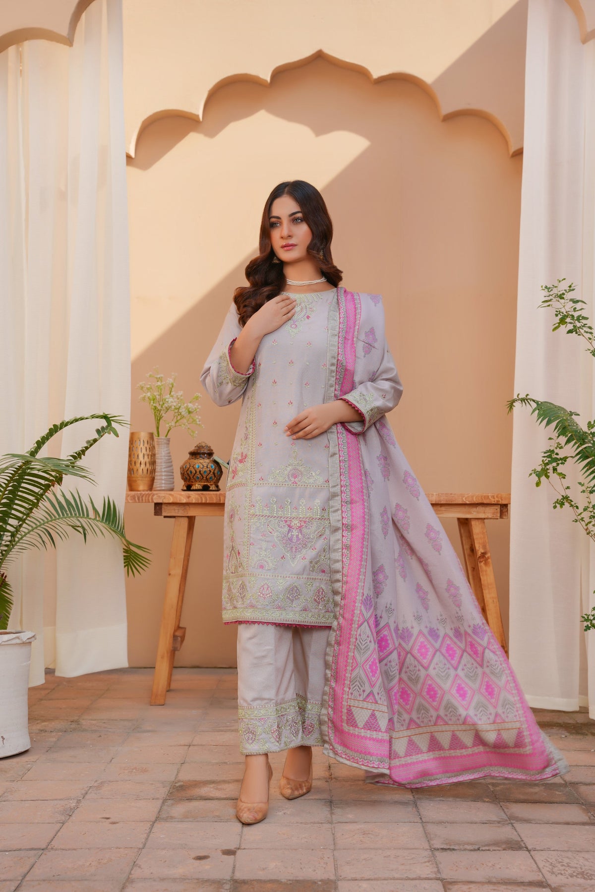 3 PC - Embroidered Karandi Pret