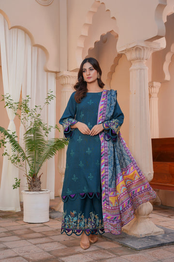 3 PC - Embroidered Karandi Pret