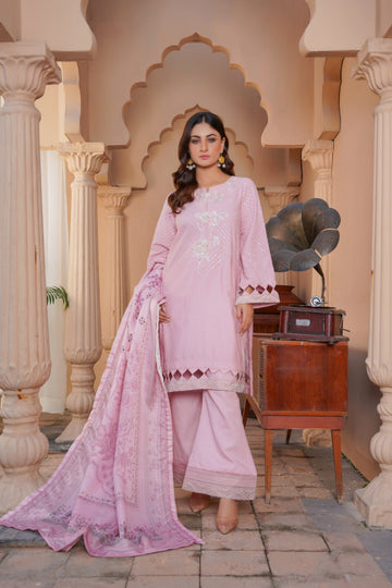 Karandi pret baby pink 3-piece - ready to wear - Threads & Weaves