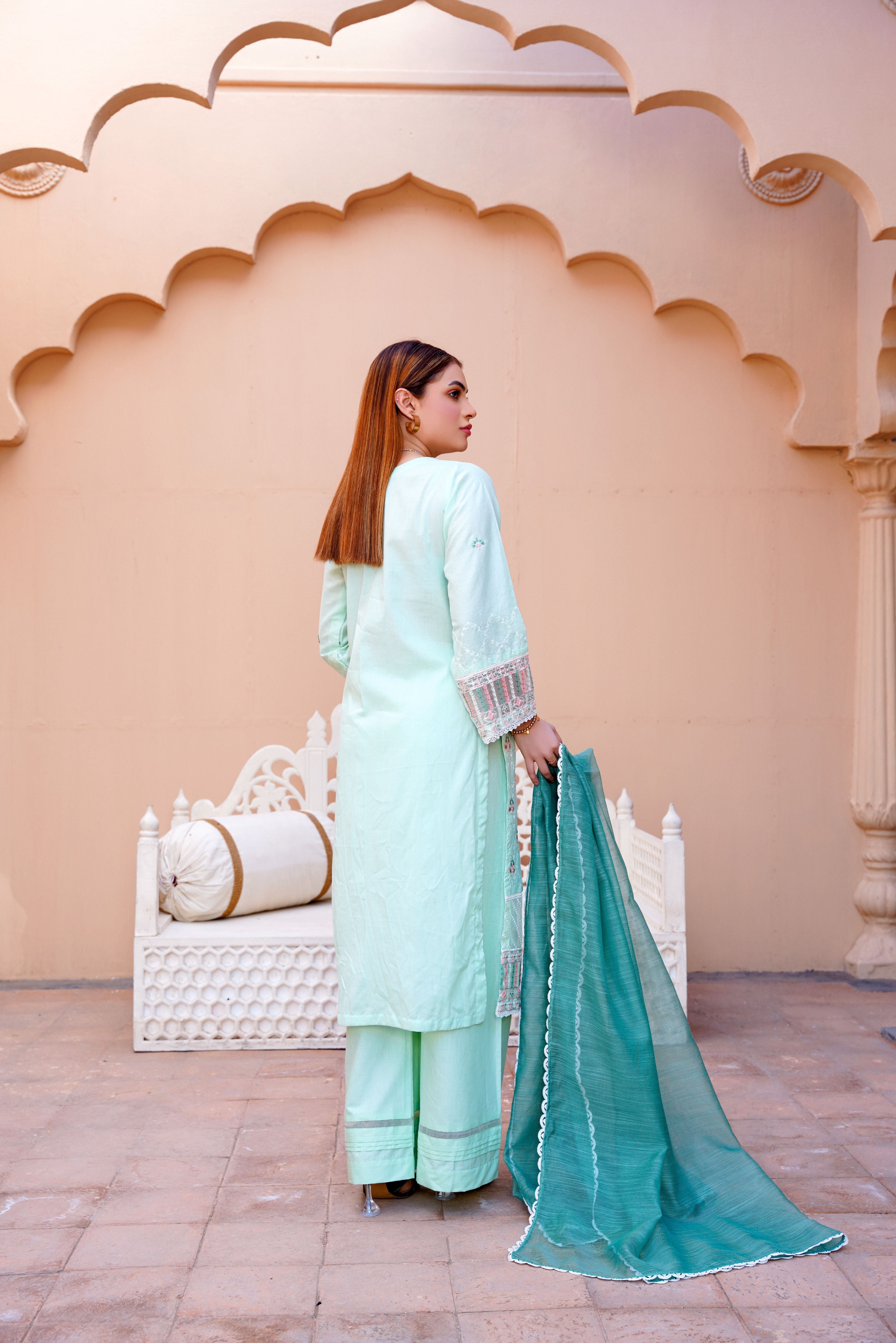 3 PC Embroidered Lawn Dress