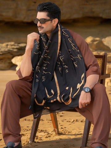 Jaun Elia Stole (Black & Gold-Men) TNG by MD