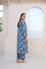 Serene Blue Floral Lawn Suit - Ready to Wear 2PC