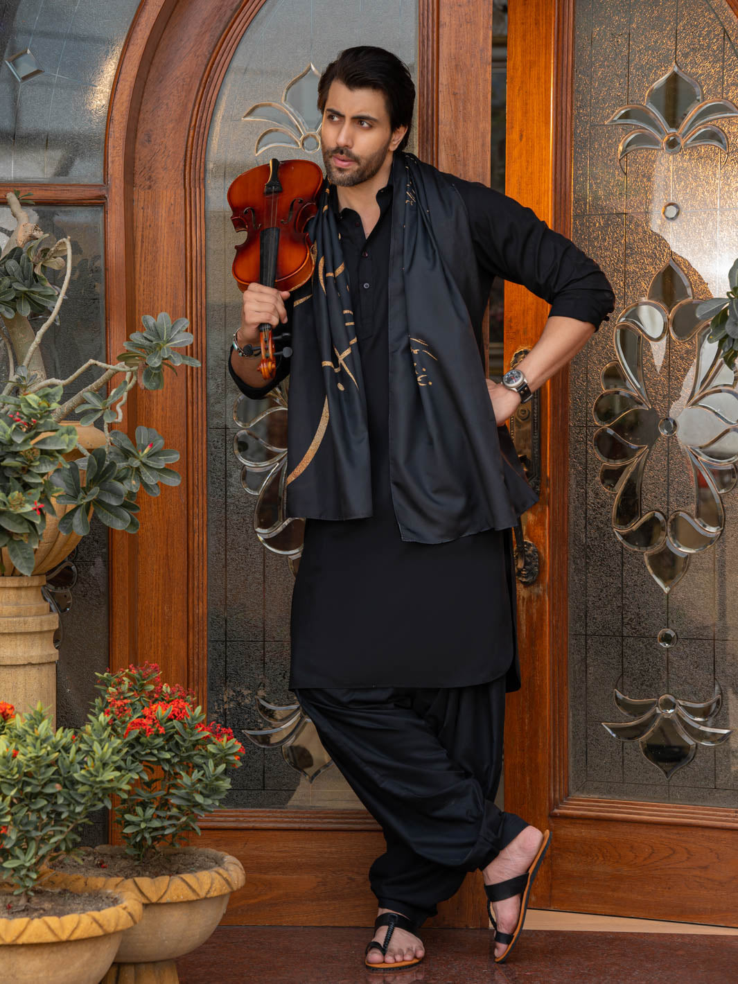 Alfaz e Iqbal Stole | Black