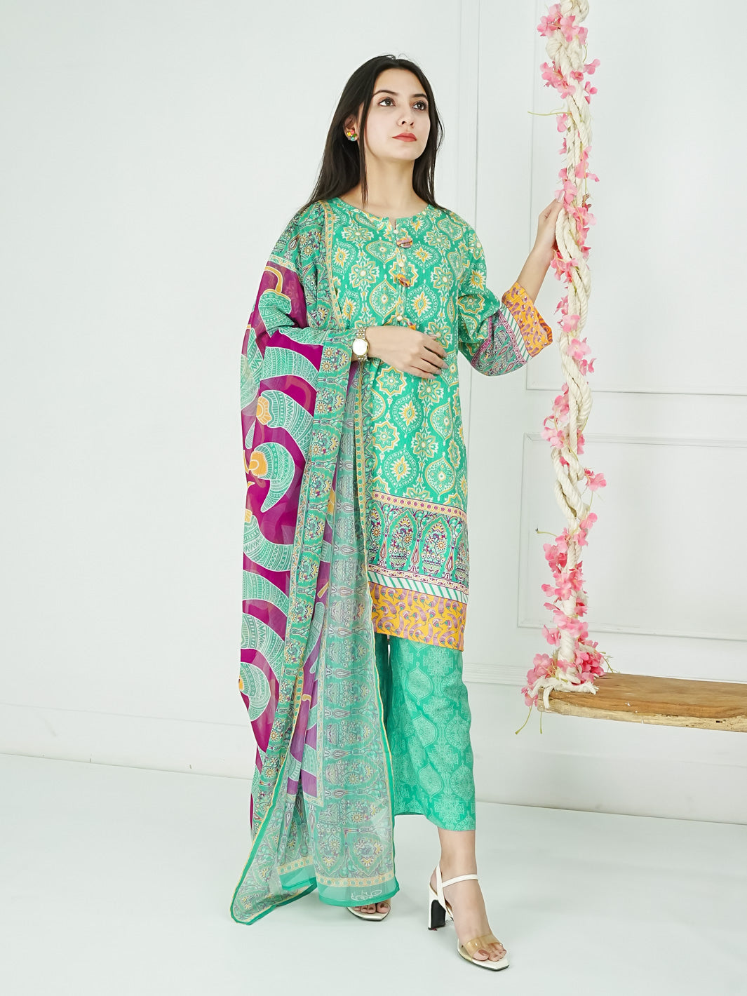 Kanwal Stitched 3 Pc (Sea Green)