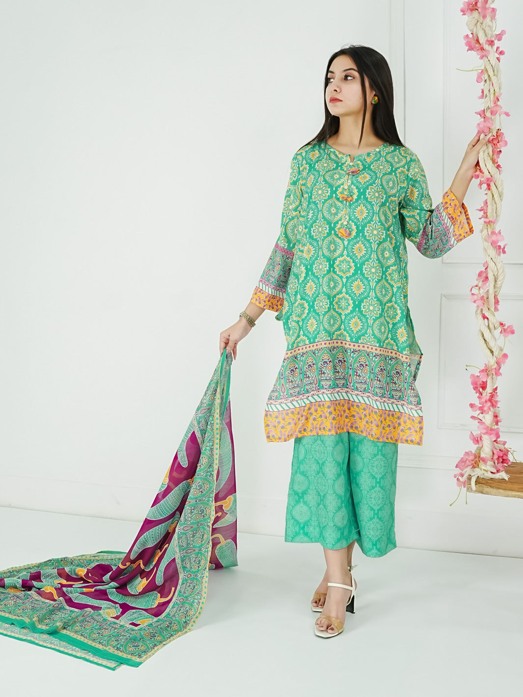 Kanwal Stitched 3 Pc (Sea Green)