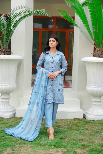 Karandi embroidered dress - unstitched 3-piece suit - Threads & Weaves