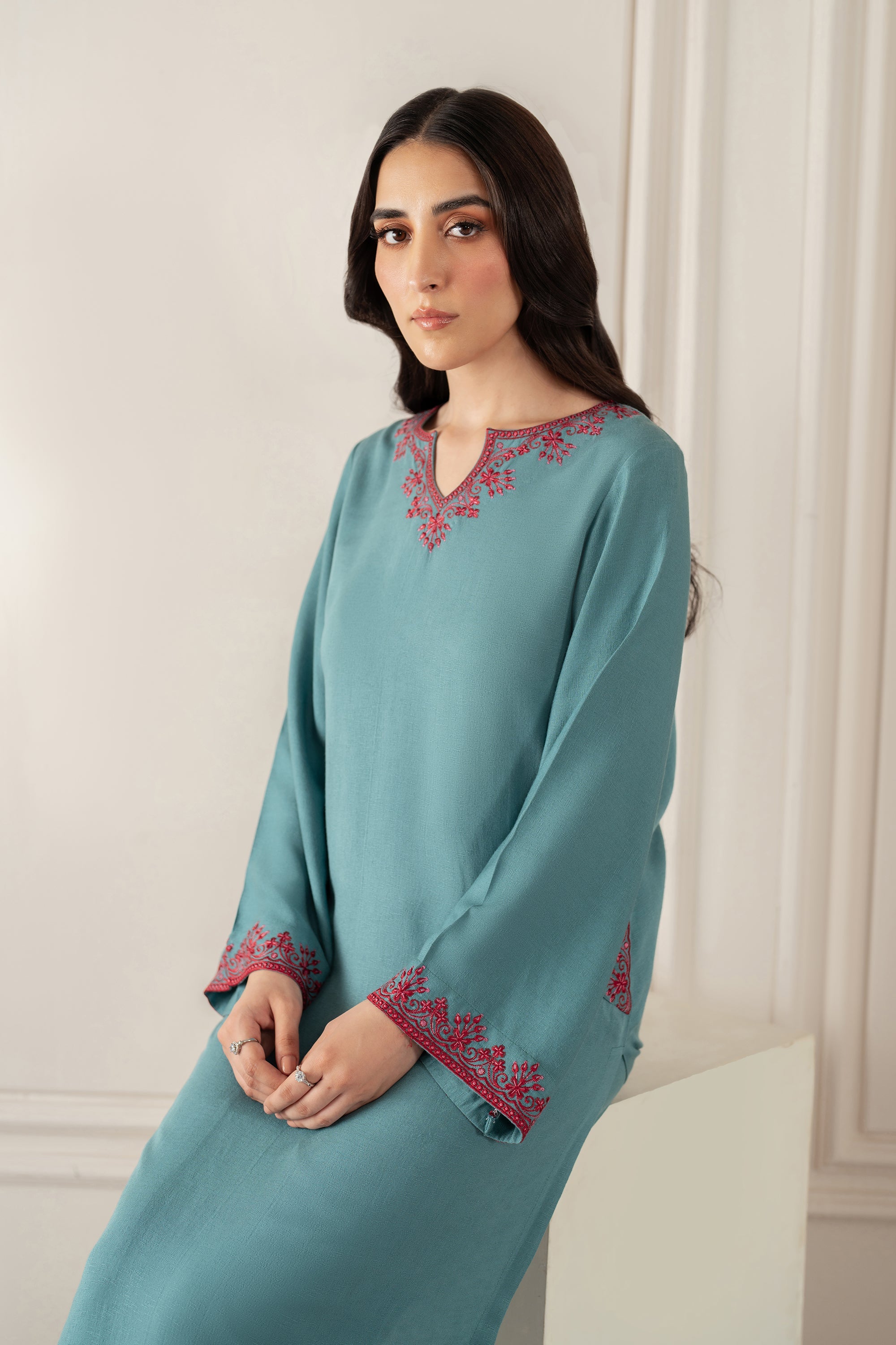 Cyra- 2Pc Embroidered Suit