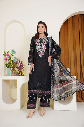 Black embroidered viscose suit - ready to wear - Threads & Weaves