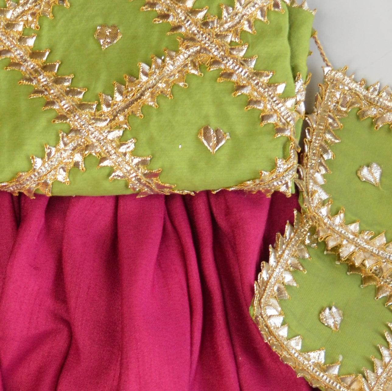 Checkered Apple Green Magenta Lehenga Choli Set