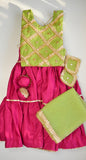 Checkered Apple Green Magenta Lehenga Choli Set