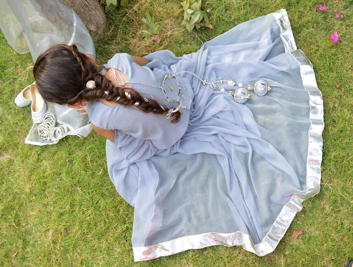 Surmai Chaandi Mukesh Lehenga Choli Set