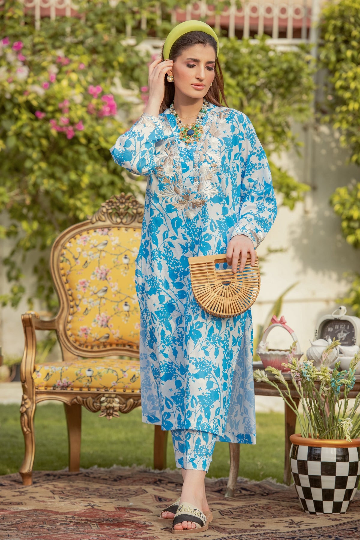 EMBROIDERED PRINTED LAWN BLM-05