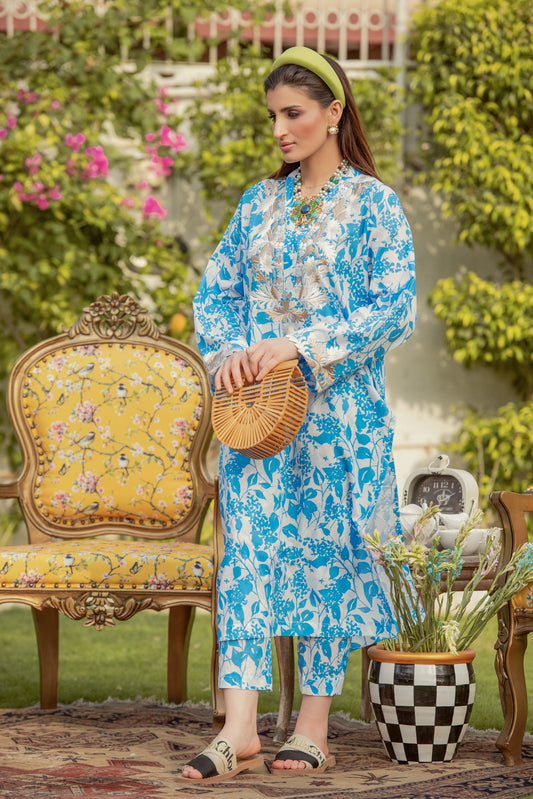 EMBROIDERED PRINTED LAWN BLM-05